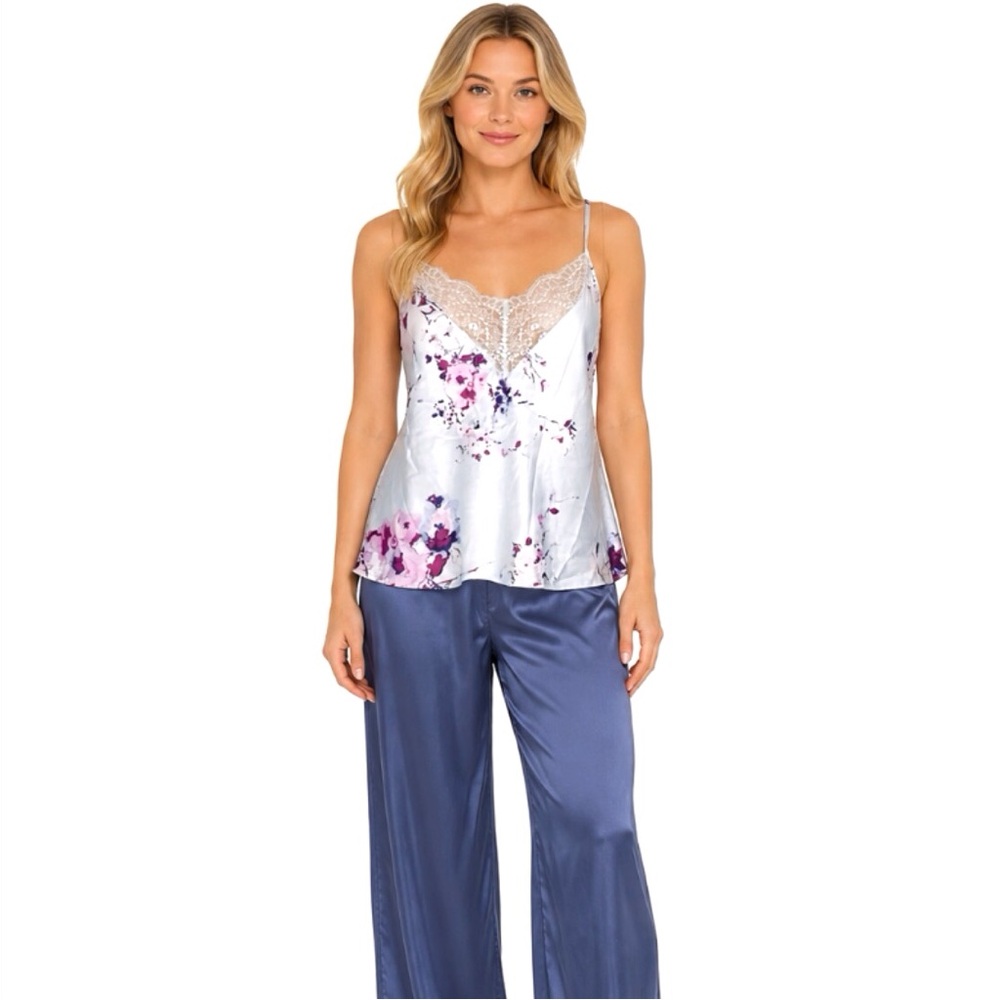 In Bloom By Jonquil Floral Satin Lace Trim Camisole Top Size Small